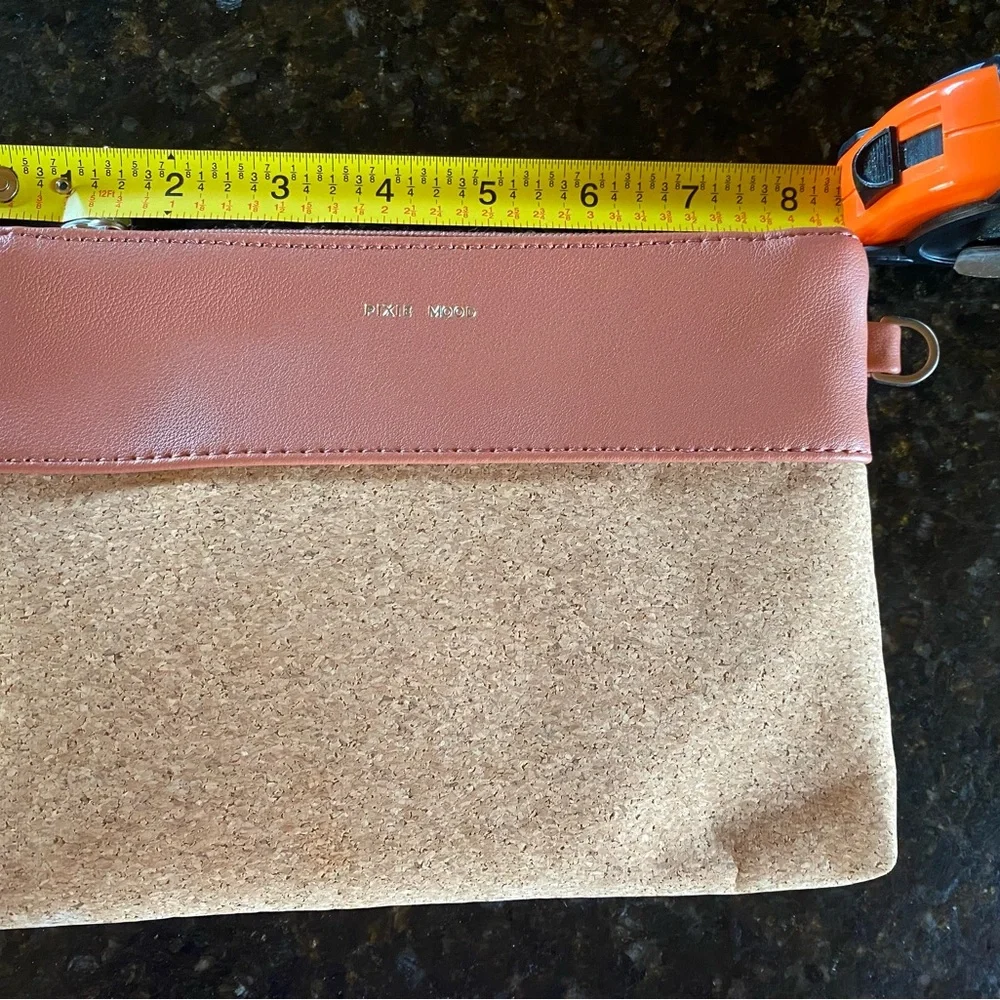 Dusty Rose pink cork clutch or shoulder purse with wristlet and long straps
